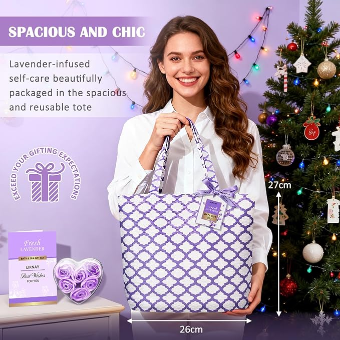 Gift for Women, Spa Gift Baskets for Women - 17pcs Lavender Sets with Body Lotion, Bubble Bath, Relaxing Bath Sets, Birthday Christmas Gifts for Her, Spa Kit for Mom Wife Sister Friend - Bloomnest