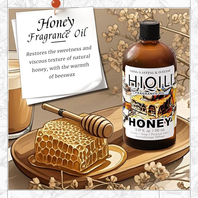 HIQILI Honey Fragrance Oil for Making Candle, Soap, Perfume, Warm Scents for Essential Oil Diffusers, Great for Home, Laundry - 5.07 Fl Oz - Bloomnest
