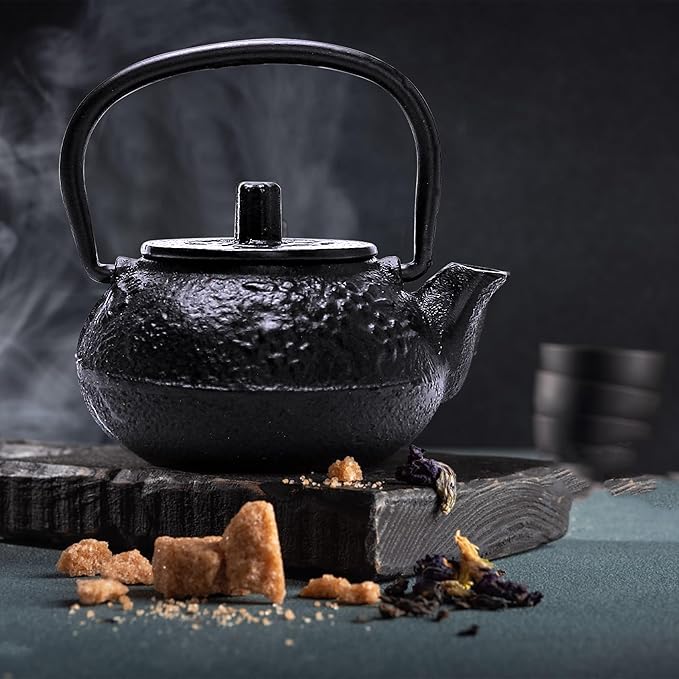 50ml(1.7oz) Mini Cast Iron Teapot, Imitation Japanese Kettle with Copper Handle and Bamboo Root Beam, Perfect for Home Tea and Coffee Serveware Decoration - Mini size only – fits in your palm - Bloomnest