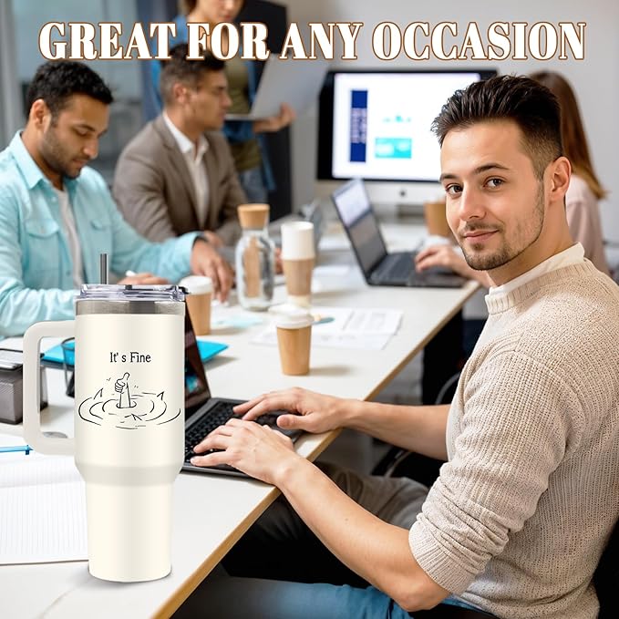 DUUV Motivational Gifts for Women Men, Funny Saying Tumbler 40 Oz with Handle Lid and Straws, Funny Coworker Gifts for Work Office, Inspirational Gift for Birthday Christmas, 1PCS - Bloomnest