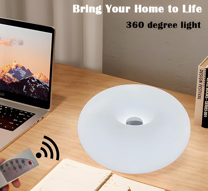 Creative Design White Donut Lamps, Plug-in Wall Sconse Or Table Lamp Dual Use Atmosphere Lamp, Modern Infinitely Dimmable White Wall Lamp Desk Light for Corridor, Bedsided Or Warm Decoration - Bloomnest