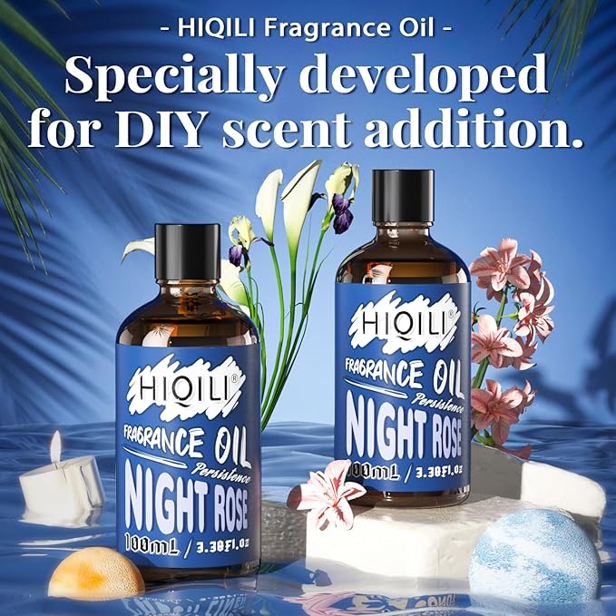 HIQILI Night Rose Fragrance Oil 100ml for Diffuser Car Freshies, Clean Fresh Scent for Candle Making Soap Laundry 3.38 Fl Oz HIQILI
