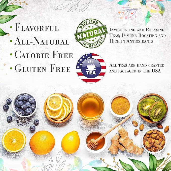 Orange Almond Black Tea by La Tea Dah, Gourmet Almond Tea Made with Black Tea Leaves, and Orange Peel, Blended in the USA, Perfect Tea Gift, Contains Caffeine (12 Sachets) - Bloomnest