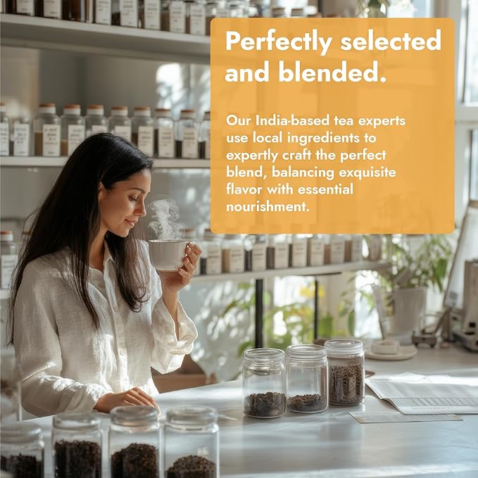Vital Bloom 120 ct Ginger Tea Bags, Blend With Peppermint, Licorice, Lemongrass and Black Pepper, 100% Natural Ingredients, Bleach Free Tea Bags, Caffeine Free (Free Bamboo Tongs Included) - Bloomnest