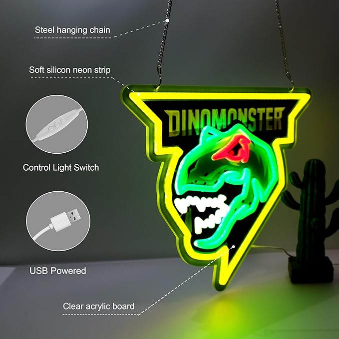 Dinosaur Neon Sign,Innovative Integral Forming Process,With Dimmable Switch For All Holiday Party and Home Decoration - Bloomnest