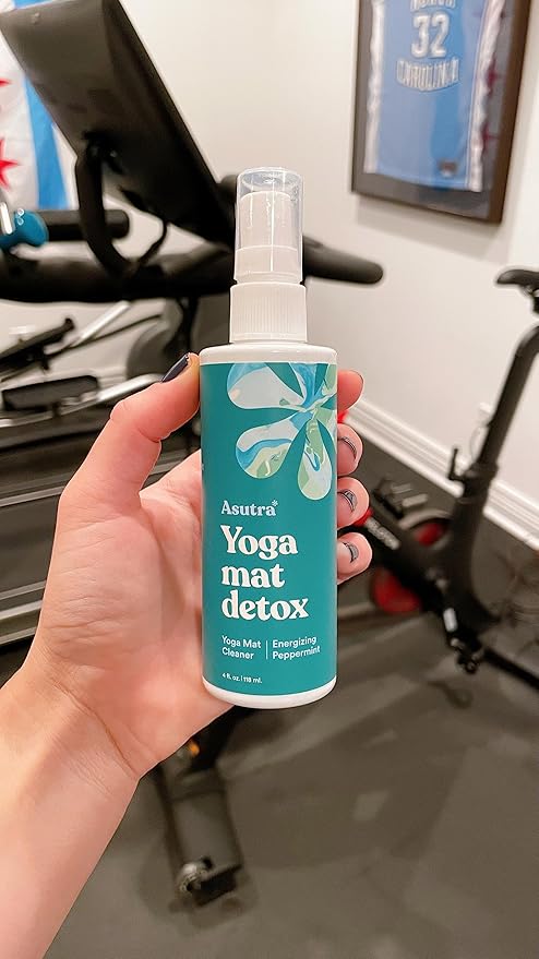 ASUTRA Yoga Mat Cleaner Spray (Energizing Peppermint), 4 fl oz - No Slippery Residue, Organic Essential Oils, Deep-Cleansing for Fitness Gear & Gym Equipment, Microfiber Towel Included - Bloomnest