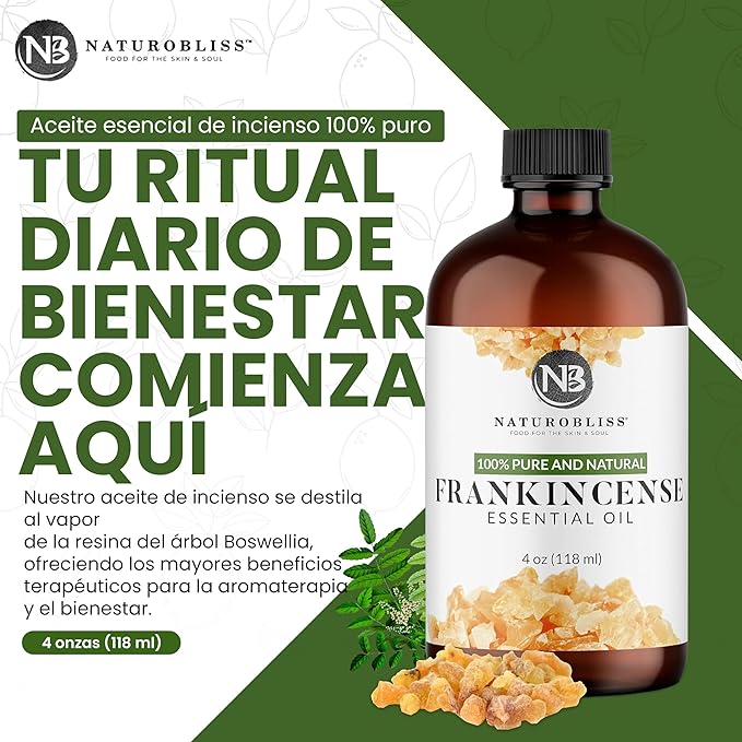 NaturoBliss 100% Pure Frankincense Essential Oil Therapeutic Grade Premium Quality (4 fl. oz) with Glass Dropper, Perfect for Aromatherapy - Bloomnest