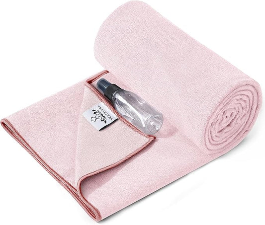 Heathyoga Yoga Mat Towel Non Slip for Hot Yoga Towel with Silicone Grip & Free Spray Bottle, 72"X26" Extra Large Microfiber Yoga Towel for Bikram, Pilates, Fitness