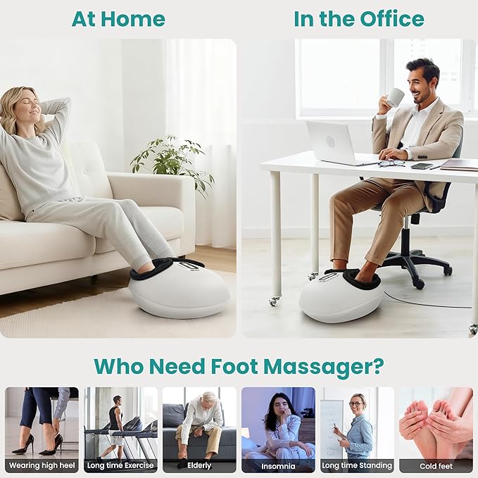 Nekteck Shiatsu Foot Massager Machine with Soothing Heat, FSA Eligible Air Compression Deep Kneading Therapy, HSA Massage Tools Improve Blood Circulation Foot Wellness, Fits Size Up to US 11