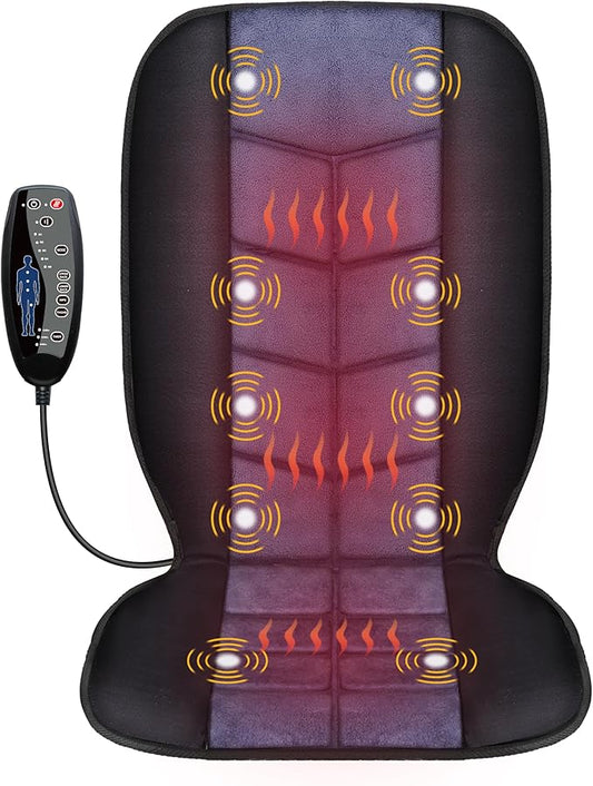 CILI Massage Chair Pad,Back Massager with Heat,Massage Seat Cushion with 10 Vibration Motors,30-60-90 Minutes Heating Options,Chair Massager for Office Chair, Home Office Use - Bloomnest