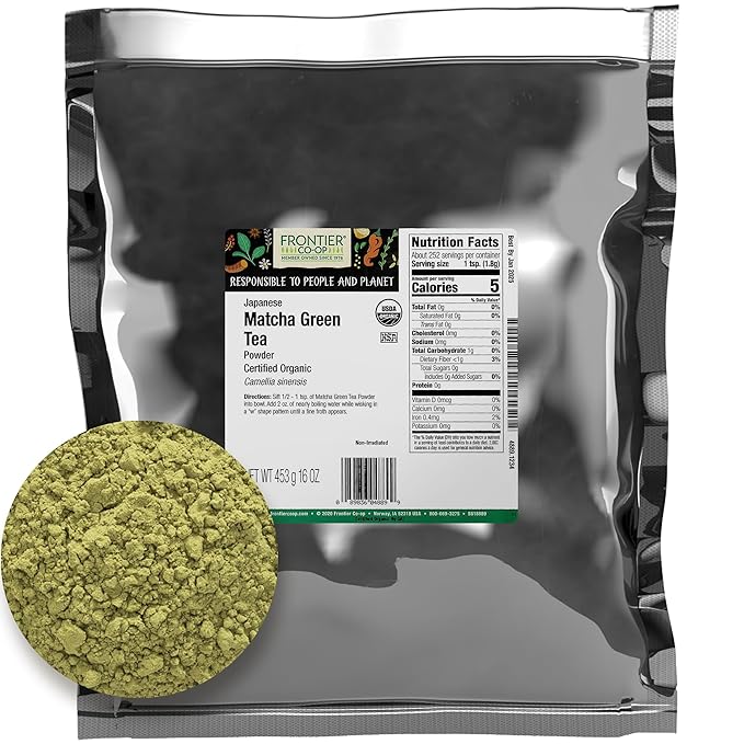 Frontier Co-op Organic Japanese Matcha Green Tea Powder, 1-Pound Bulk, Heavy Body with Vegetal Flavor, Kosher, Non Irradiated - Bloomnest