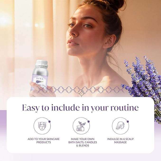 Siva Lavender Essential Oil – 32 Fl Oz – 100% Natural Lavender Oil - for Diffuser, Hair Care, Face, Skin Care, Aromatherapy, Scalp and Body Massage, Soap and Candle Making SIVAOrganics