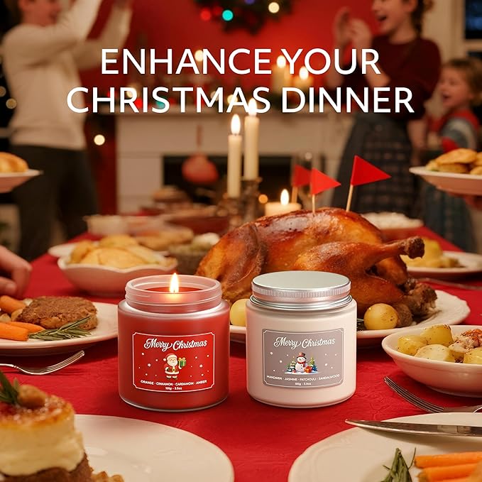 NORVENCE Christmas Candles, Scented Candles Gift Set for Stress Relief, Stress Relief Candle Gifts for Women and Men, Christmas Candle Gifts for Women (Red & Green, 7 oz) - Bloomnest