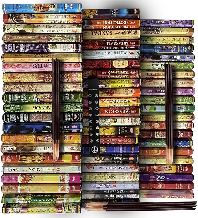 Hem Incense Sticks Variety Pack of 12 Randomly Selected Hexa Fragrances and Incense Stick Holder Bundle Total 240 Sticks - Bloomnest