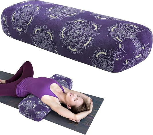 MABOZOO Yoga Bolster Pillow, Rectangular Yoga Bolster for Restorative & Meditation, Professional Meditation Cushion with Carry Handle - Bloomnest