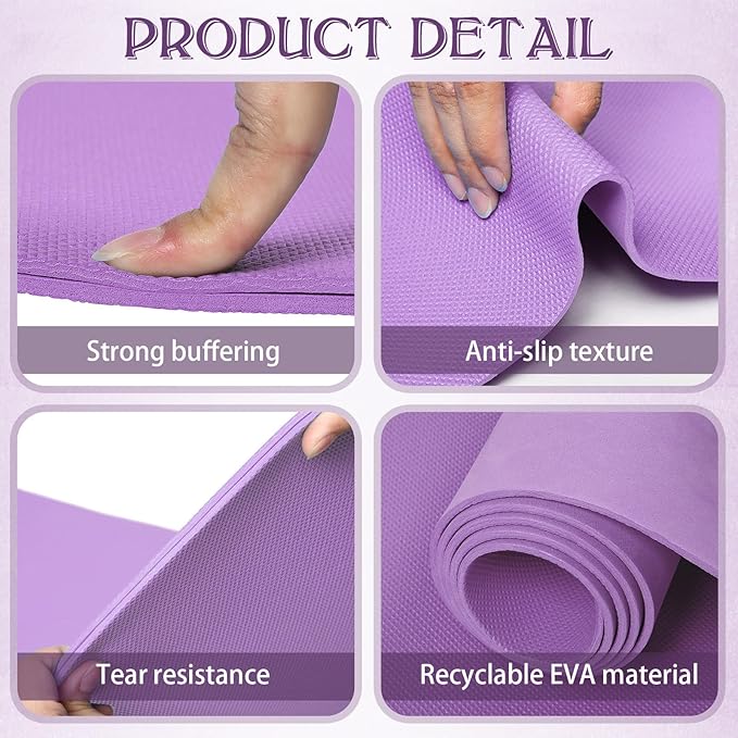 10 Pack Yoga Mats Bulk, 68'' x 24'' x 4mm Thick Yoga Mats for Kids and Adult Gym Mats Bundle Latex Free Exercise Mats with Non Slip Texture for Outdoor Yoga, Pilates or Workout - Bloomnest