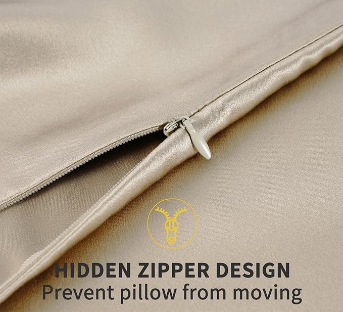 ZIMASILK 100% Pure Mulberry Silk Pillow Cases for Hair and Skin, Soft, Hypoallergenic & Smooth, Both Sides Grade 6A Silk, with Hidden Zipper, Gift for Women Men,1pc(Standard 20''x26'',Taupe) - Bloomnest