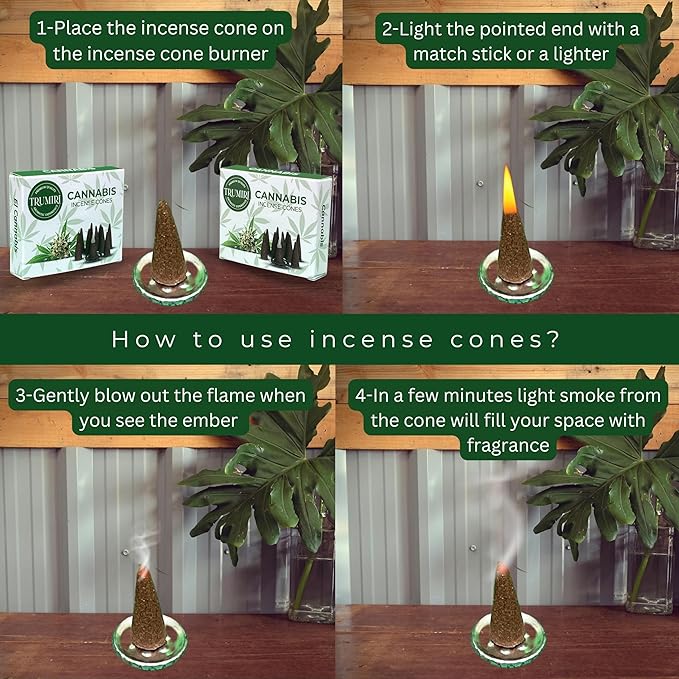 TRUMIRI Cannabis Scented Incense Cones - Total 20 Cone Incense - Dual Pack of 10 Insence Cones - Incense Cones Scented - Cone Incense Scents - Insense Cones - Incent Cone TRUMIRI