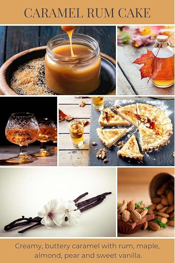ECO CANDLE CO. Recycled Candle, Caramel Rum Cake, 18 oz. Double Wick - Scents of Caramel, Rum, Maple, Almond, Pear, & Vanilla - 100% Soy Wax, No Lead, Kraft Paper Label & Lid, Hand Poured - Bloomnest