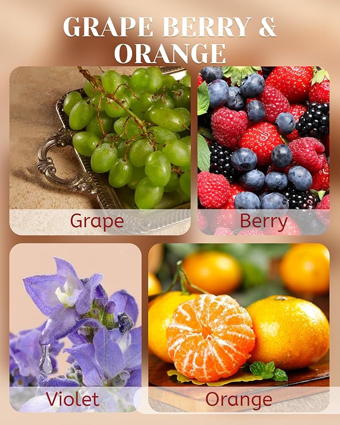 M&SENSE Grape Berry & Orange Scented Candle, Wooden Wick 18oz 100 Hour Long Lasting Burn Large Natural Soy Wax Non Toxic Winter Candle for Holiday and Stress Relief - Bloomnest
