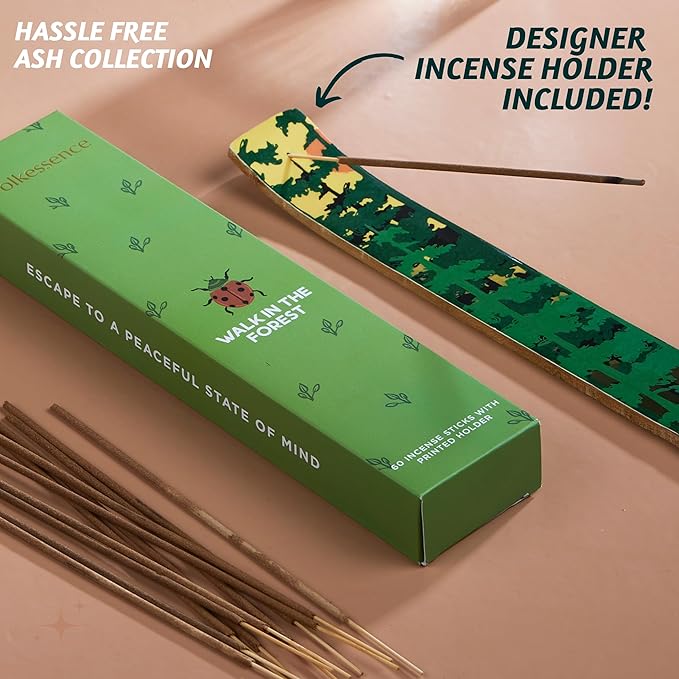 Folkulture Incense Sticks with Holder for Gift | Set of 3 Insenses (60 Insence-Sticks) | Organic Balsam Breeze, Fresh Fir | Pine Forest Non Toxic Incents, Incents or Inscents-Sticks (Forest) - Bloomnest