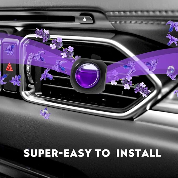 Car Air Freshener Vent Clips, 8 Pack, Provides Long-Lasting Scent, Up to 240 Days, Odor Eliminator (Lavender) - Bloomnest