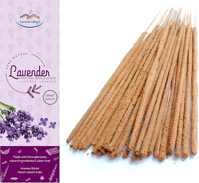 Lavender Incense Sticks - Traditional Handcrafted Masala Incense - 40 to 50 Sticks Approx. AromaValley