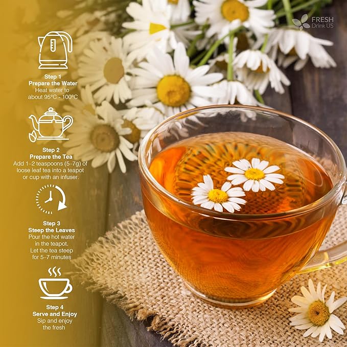 FreshDrinkUS, Chamomile Mint Tea Bags | 75 Count | Refreshing Herbal Blend of Chamomile Flower, Peppermint, Lemon Balm & other herbs – Smooth Floral & Minty Flavor – Premium Quality, Caffeine-Free - Bloomnest