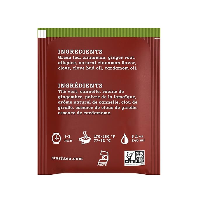 Stash Tea Chai Green Tea - Caffeinated, Non-GMO Project Verified Premium Tea with No Artificial Ingredients, 20 Count (Pack of 6) - 120 Bags Total - Bloomnest