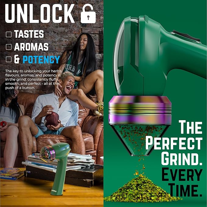 Mamba Original 1g Green USB Electric Herb Grinder. Small Portable Metal Herbal Machine & Spice Mill for the Kitchen - Bloomnest