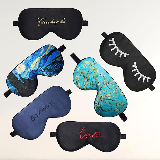 ZIMASILK 100% Natural Silk Sleep Mask Blindfold,Adjustable Super-Smooth Soft Eye Mask for Sleep with Bag(Pattern 5) - Bloomnest