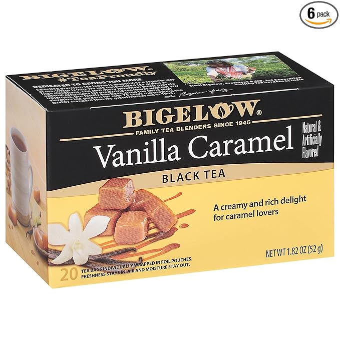Bigelow Tea Vanilla Caramel Black Tea, Caffeinated Tea with Vanilla Caramel, 20 Count Box (Pack of 6), 120 Total Tea Bags - Bloomnest