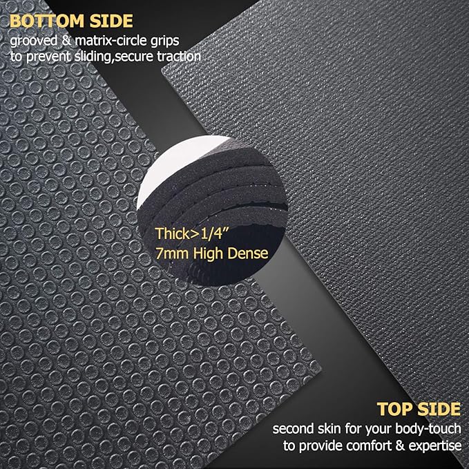 GXMMAT Large Exercise Mat 6'x4'/6'x5'/6'x6'(7mm), Thick Workout Mats for Home Gym Flooring, Extra Wide Non-Slip Durable Cardio Mat, Shoe Friendly, Perfect for Plyo, MMA, Jump Rope, Weights, Fitness - Bloomnest