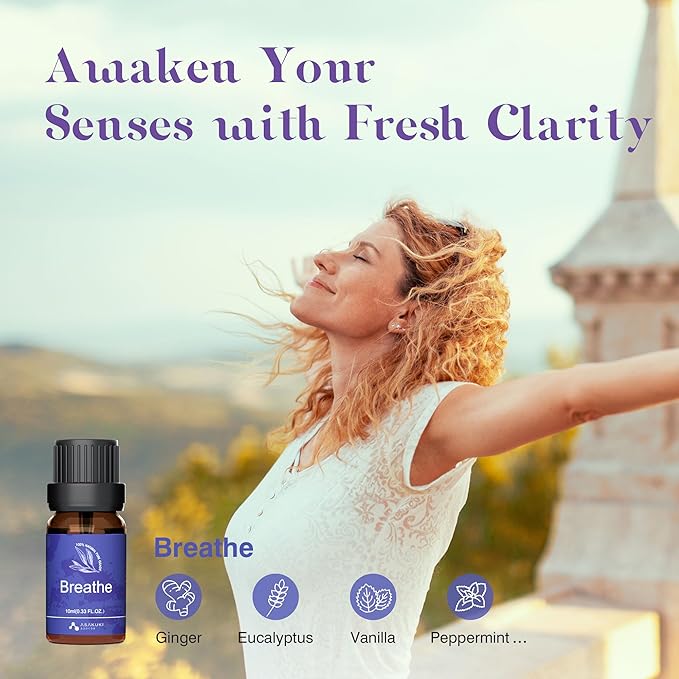 ASAKUKI Essential Oils, Essential Oil Blends Set for Diffusers, Humidifiers, Candle Making, Aromatherapy-Breathe, Uplift, Sensual, Rest, Unwind, Balance, 6 * 10ml - Bloomnest