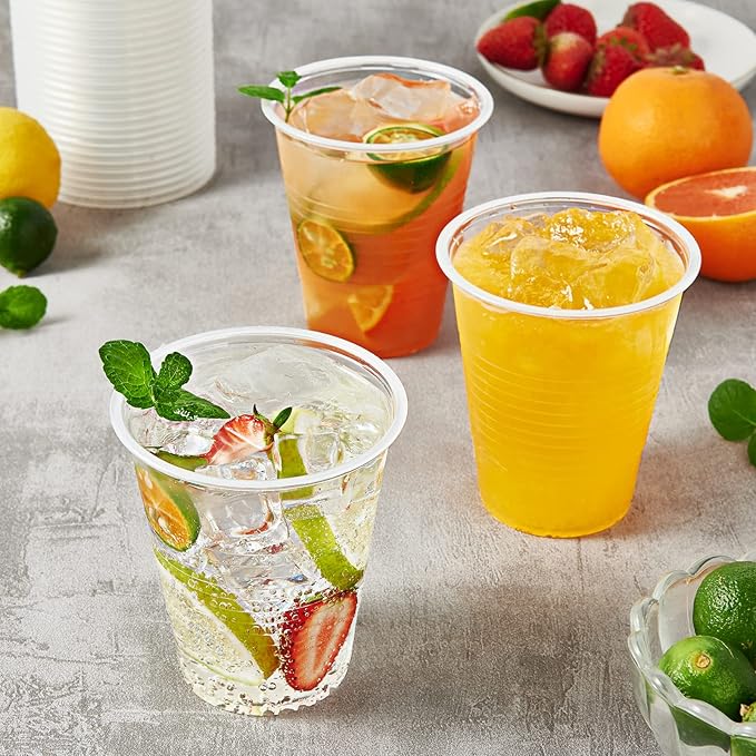 Turbo Bee 480 Pack 12oz Clear Plastic Cups,Disposable Drinking Cups,Hot and Cold Drink Container for Water, Juice, Soda, Milk - Bloomnest