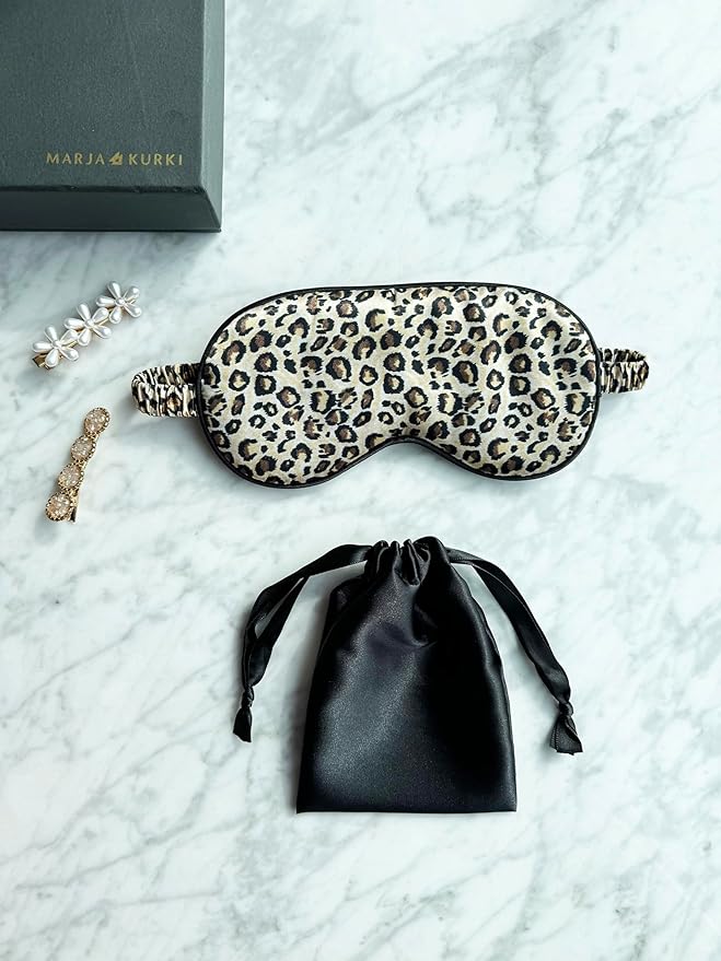 Sleep Mask - Silk Eye Cover for Sleeping with Satin Storage Bag - Leopard 3Pcs Save 20% - Bloomnest