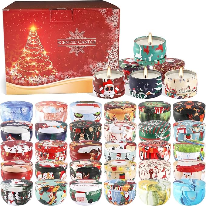 36 Pack Christmas Scented Candles Set for Home, Relaxing Stress Relief, Aromatherapy - Natural Soy Wax and Fragrance - Gifts for Women, Mom, Best Friend, Wife, Birthday - Bloomnest