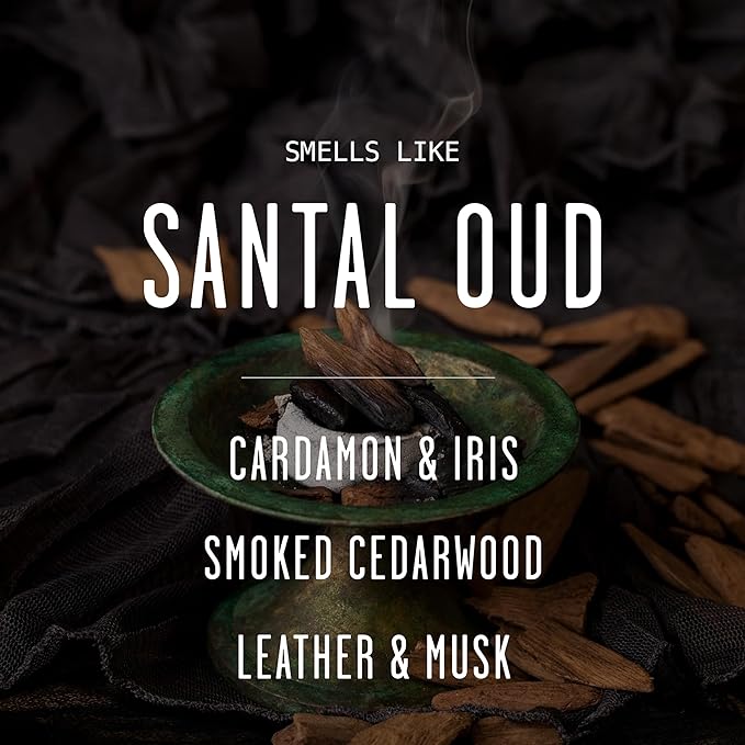 Santal Candle - Sandalwood Candles I Scented Black Candles for Men or Women - Sandalwood, Spices & Leather Soy Wax Mens Candle -Infused w/Essential Oils | Long 50Hr Burn, 9oz I Non Toxic I Made in USA - Bloomnest