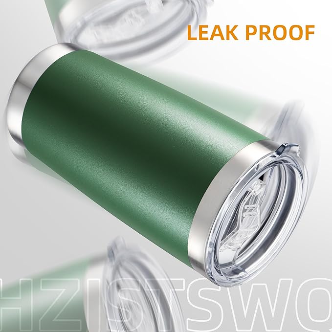 20 oz Tumbler with Lid Stainless Steel Insulated Tumblers Double Wall Vacuum Coffee Mug Powder Coated Tumbler Cups for Cold and Hot Drinks, Dark Green, 1 pack