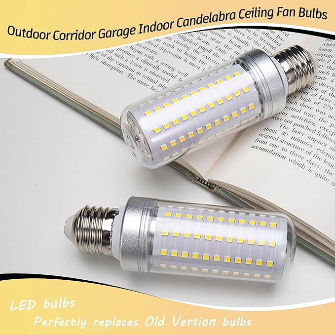 1.57 x 4.92 inch Big E26 15W LED Corn Bulbs 2000 Lumen 150 Watt Equivalent Incandescent Bulbs 4000K Natural White Candelabra Ceiling Fan LED Bulbs for Indoor Outdoor Home Garage Warehouse, 2 Pack - Bloomnest