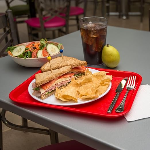 Carlisle FoodService Products CT101405 Cafe Standard Plastic Cafeteria/Fast Food Tray, NSF Certified, BPA Free, 14" Length x 10" Width, Red (Pack of 24) - Bloomnest