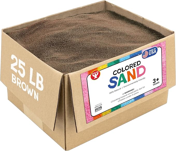 Hygloss Colored Sand for Crafts - 25 lb, Brown - Vibrant Colorful Fine Sensory Play Sand Art Kits for Kids - Classroom Activities for Children 3 4 5 6 7 8 9 10 11 12 - Safe for Ages 3+ - Bloomnest
