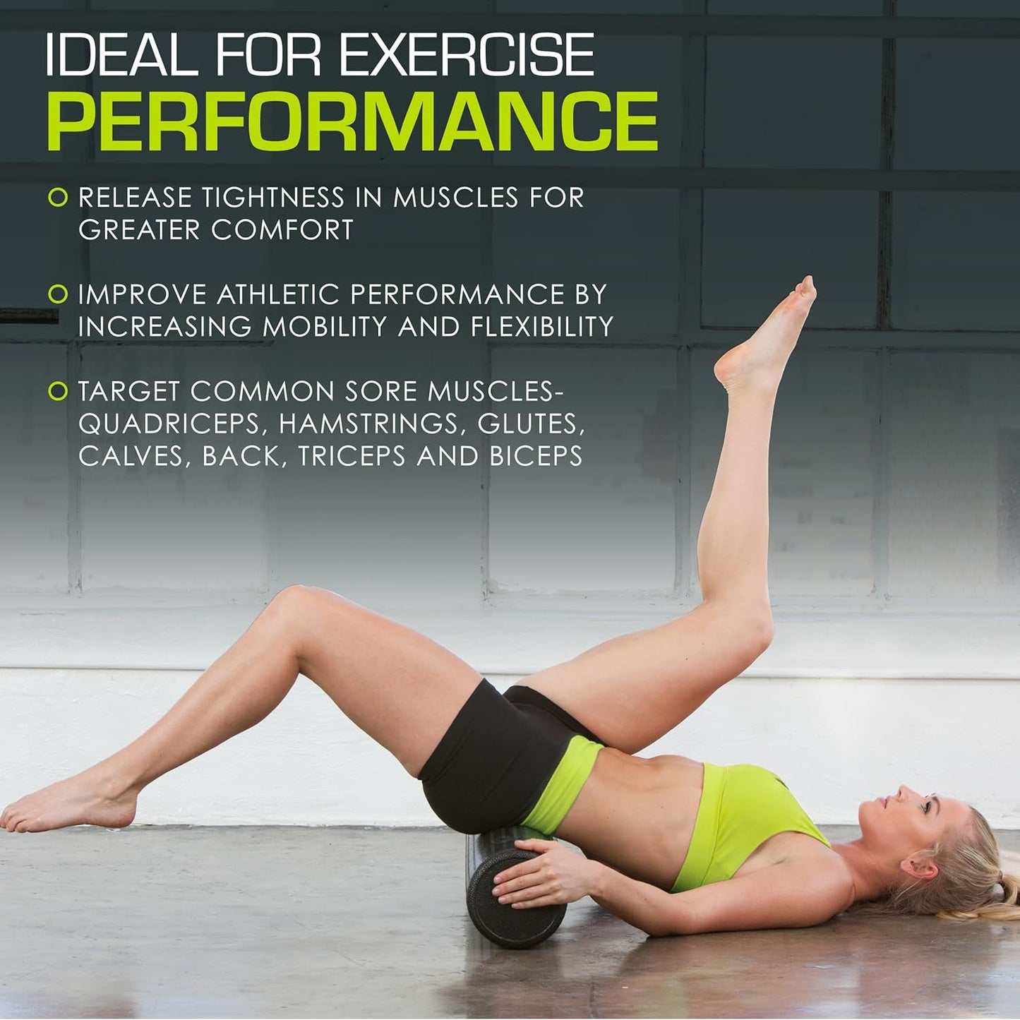 ProsourceFit High Density Foam Rollers 12 - inches Long, Firm Full Body Athletic Massage Tool for Back Stretching, Yoga, Pilates, Post Workout Muscle Recuperation, Black/Blue