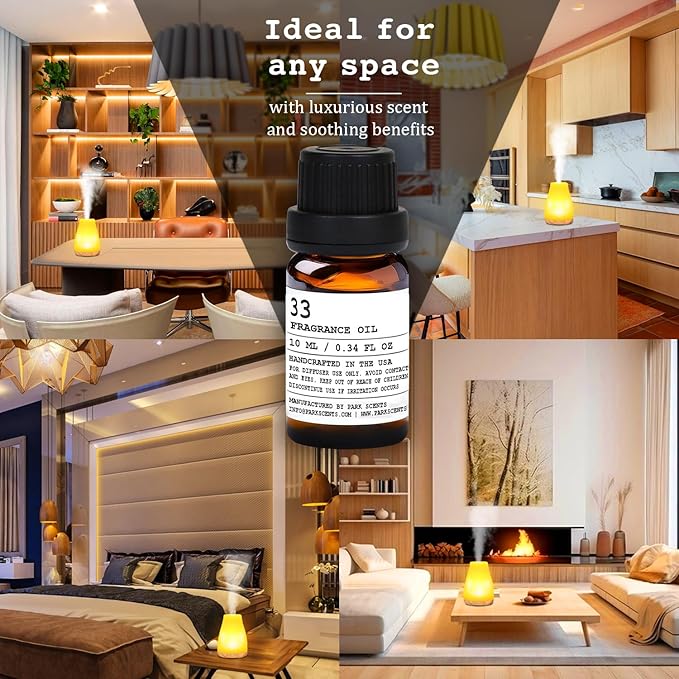 Santal Essential Oil for Diffuser - Inspired by Santal 33 Scent, Diffuser Oil with Euro Dropper - Aromatic Luxurious Fragrance, Handcrafted in The USA - Glass Bottle, 10 ml. Park+Scents
