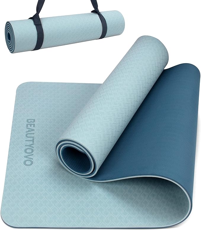 BEAUTYOVO Yoga Mat with Strap, 1/3 Inch Extra Thick Yoga Mat Double-sided Non Slip, Professional TPE Yoga Mats for Women Men, Workout Mat for Yoga, Pilates and Floor Exercises - Bloomnest