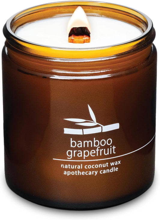 Hemlock Park Crackling Wood Wick Candle Handcrafted with Natural Coconut Wax (Large 16 oz, Bamboo Grapefruit)