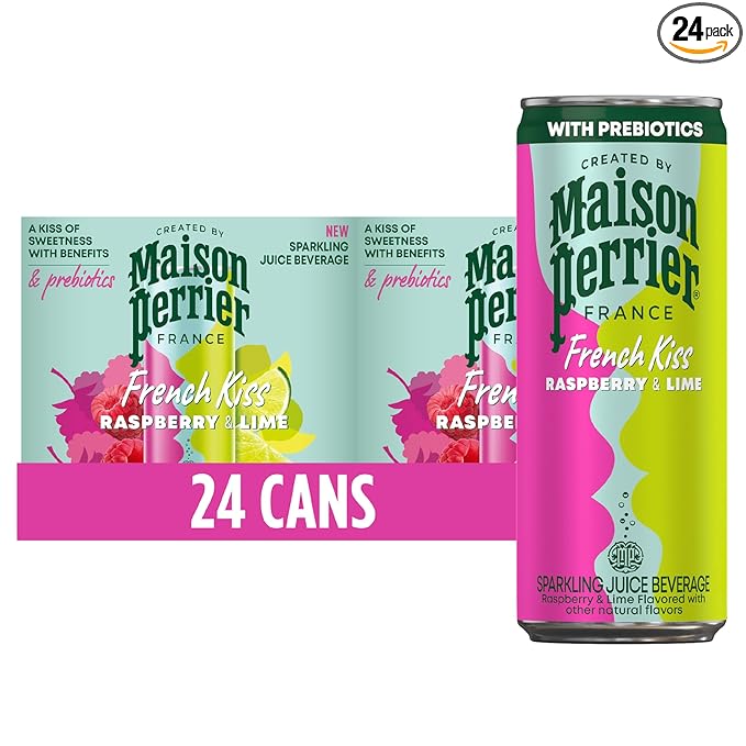 Maison Perrier French Kiss Sweetened Sparkling Juice Beverage, Raspberry & Lime Flavors With Real Fruit Juices, 24Pk - Bloomnest