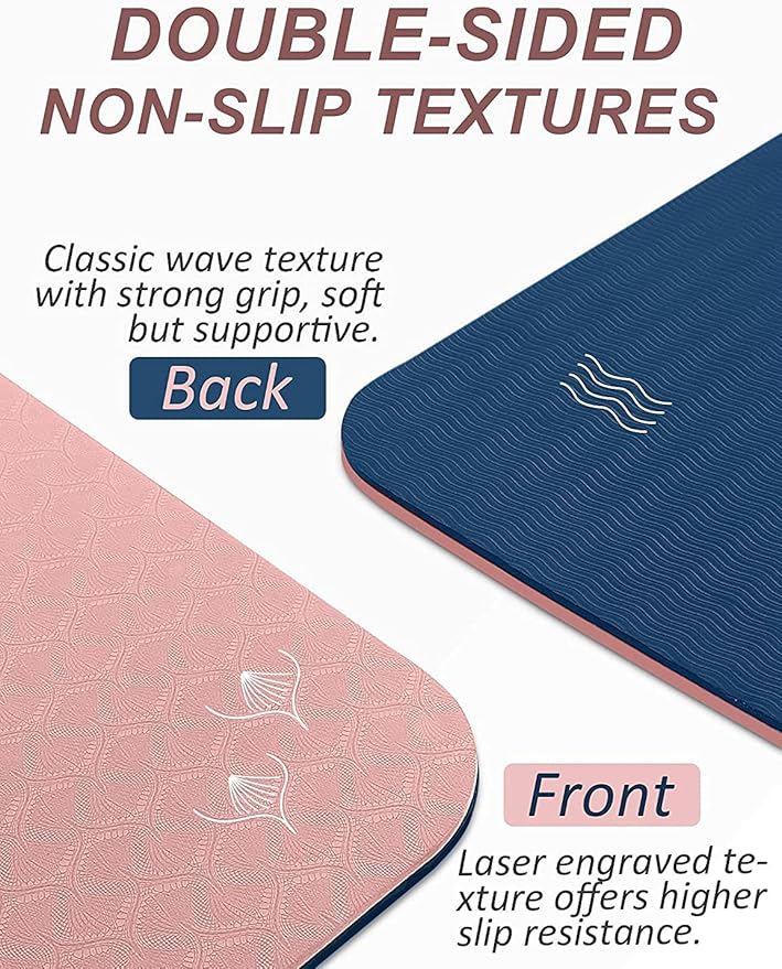 BEAUTYOVO Yoga Mat with Strap, 1/3 Inch Extra Thick Yoga Mat Double-sided Non Slip, Professional TPE Yoga Mats for Women Men, Workout Mat for Yoga, Pilates and Floor Exercises - Bloomnest
