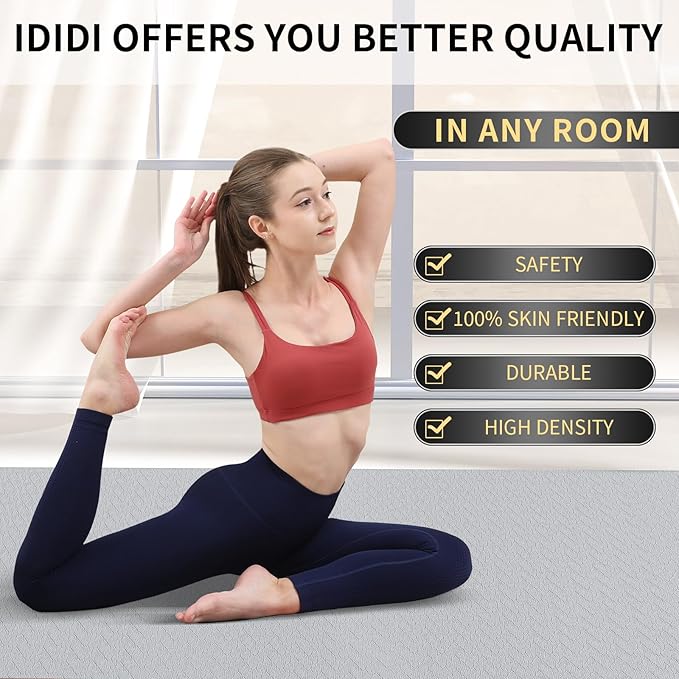 Large Yoga Mat (6'x 4') - Extra Long and Wide 72 x 48 inches, Non-Slip POE Fitness Mat, Eco-Friendly, Thick Wide Exercise Mat for Home Workouts,Ideal for Yoga and Pilates.