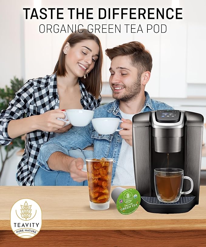 Organic Green Tea Pods for Keurig - Unsweetened Green Tea for K Cup Machines by Teavity (24 Tea Pods) - Bloomnest